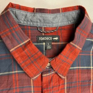 Toad&Co Plaid Shirt Short Sleeve Button‎ Up Casual Red Blue Mens Size L